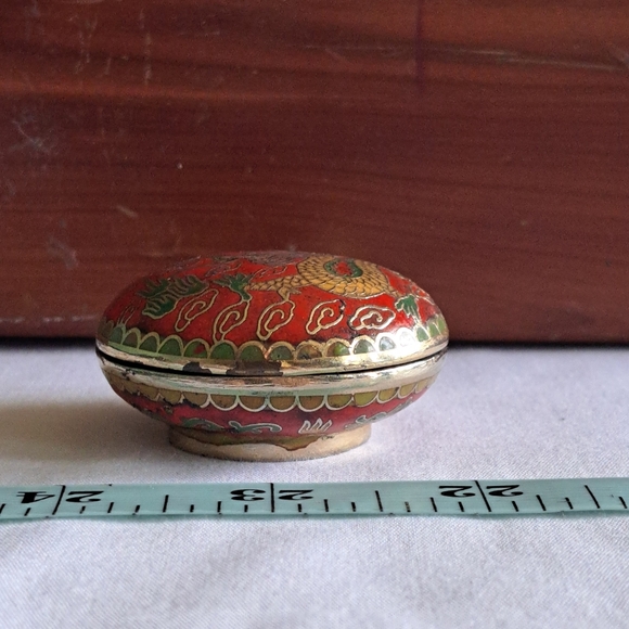 Vintage Cloisonne Dragon Trinket Pill Box - Picture 9 of 10